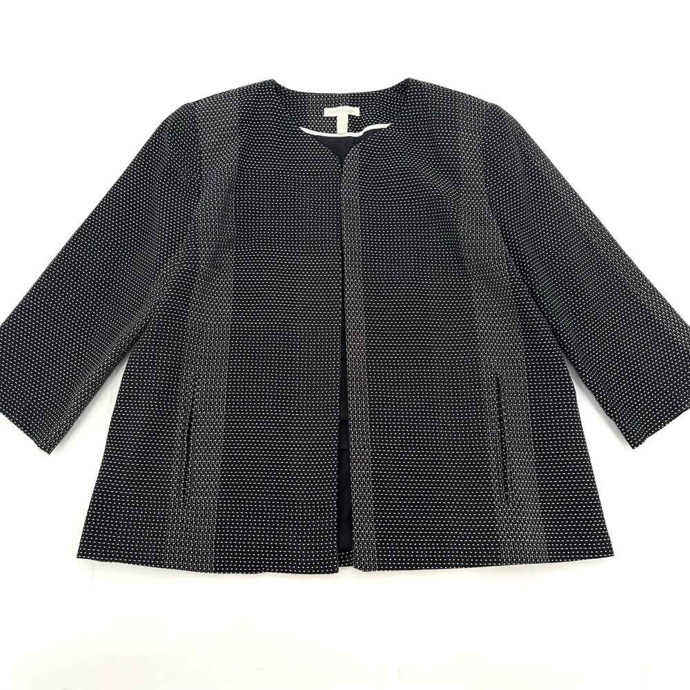 Zippy A-Line Eileen Fisher organic cotton open striped fabric blazer jacket Sz S